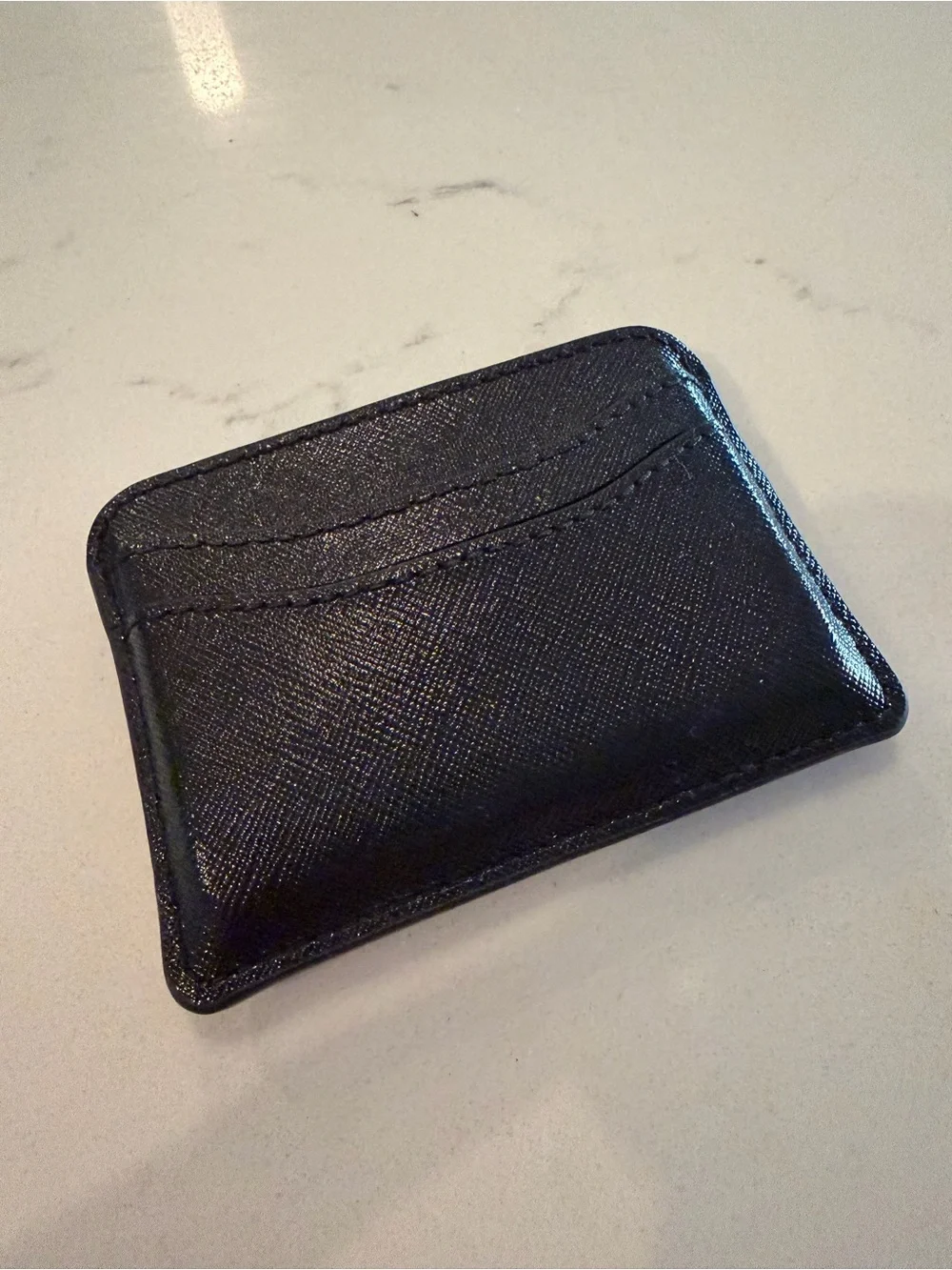 Marc Jacobs Black Textured Leather Card Holder with Double-J Logo